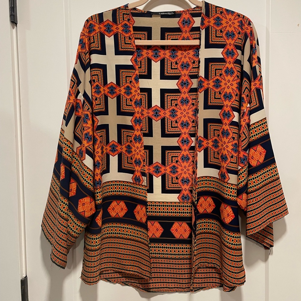kimono- one size fits all. Bright pattern